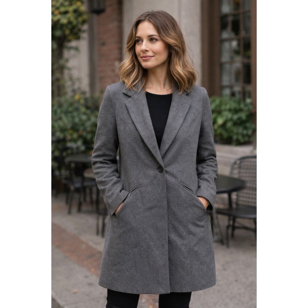 NWT White House Black Market Wool Blend Coat Smoked Pearl Gray Size S